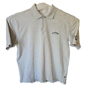 "Callaway Polo Shirt Men's Medium Gray Black Golf Casual Classic Fit Short Sleev